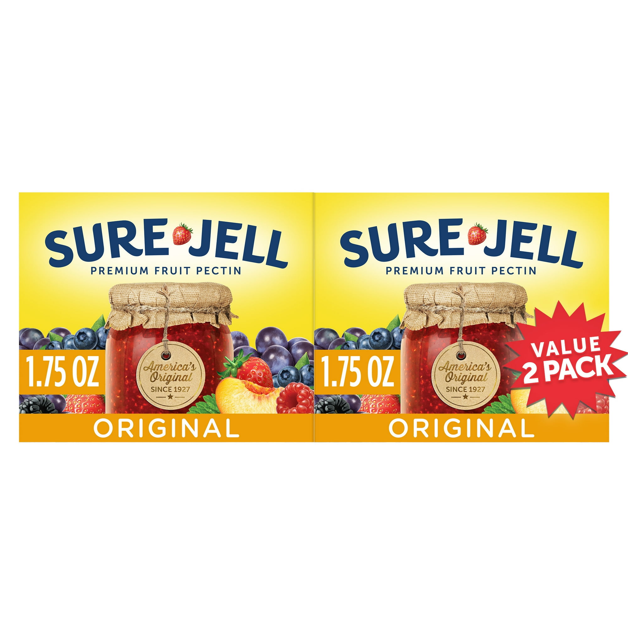 Sure-Jell Original Premium Fruit Pectin For Homemade Jams & Jellies Value  Pack, 2 Ct Pack, 1.75 Oz Boxes - Walmart.Com