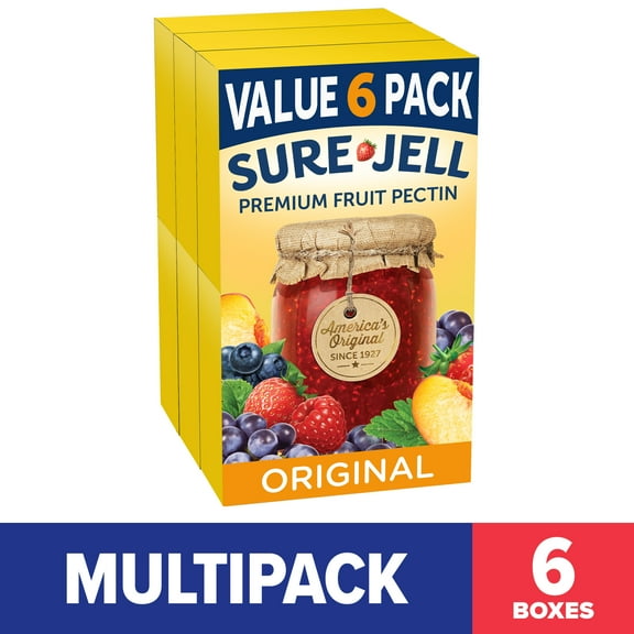 Sure-Jell Original Premium Fruit Pectin for Homemade Jams & Jellies Value Pack, 6 ct Box, 1.75 oz Packs