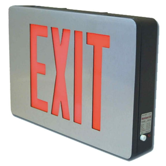Sure-Lites CX71SD LED Exit Sign, Brushed Aluminum Emergency Light with Red or Green Letters, Self-Diagnostics, Single Side, Battery Backup, 120-277V CA2