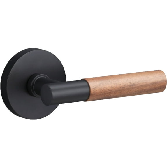Sure-Loc AP101-RD FBL GRIP-WN Aspra Round Passage Door Lever Set - Flat Black / Walnut