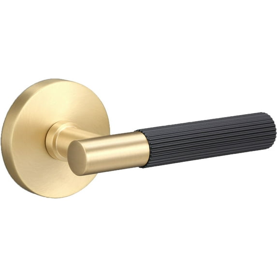 Sure-Loc AP101-RD SB GRIP-SKN FBL Aspra Round Passage Door Lever Set - Satin Brass / Flat