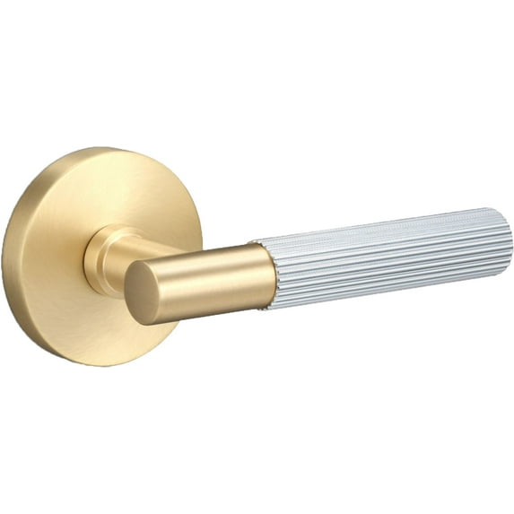 Sure-Loc Ap101-Rd Grip-Skn Aspra Round Passage Door Lever Set - Satin Brass / Polished