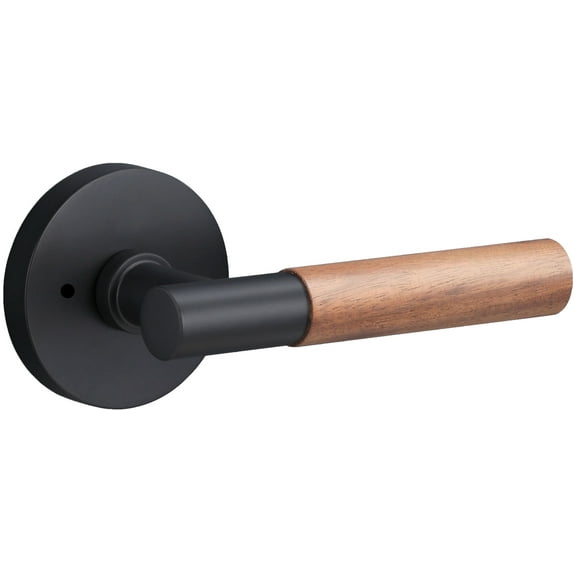 Sure-Loc AP102-RD FBL GRIP-WN Aspra Round Privacy Door Lever Set - Flat Black / Walnut