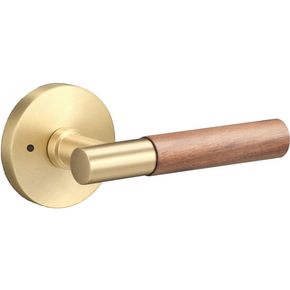 Sure-Loc AP102-RD SB GRIP-WN Aspra Round Privacy Door Lever Set - Satin Brass / Walnut