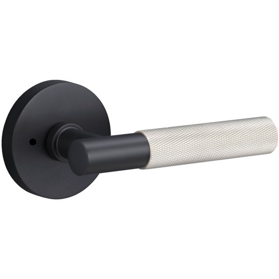 Sure-Loc AP102-RD FBL GRIP-KN 15 Aspra Round Privacy Door Lever Set - Flat Black / Satin