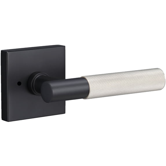 Sure-Loc AP102-SQ FBL GRIP-KN 15 Aspra Square Privacy Door Lever Set - Flat Black / Satin