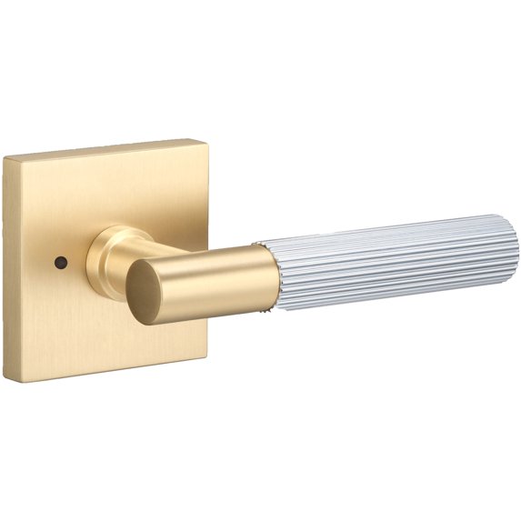 Sure-Loc AP102-SQ SB GRIP-SKN 26 Aspra Square Privacy Door Lever Set - Satin Brass /