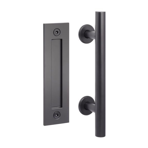 Sure-Loc Barn-Rd3 12" Barn Door Pull & Flush Handle - Black