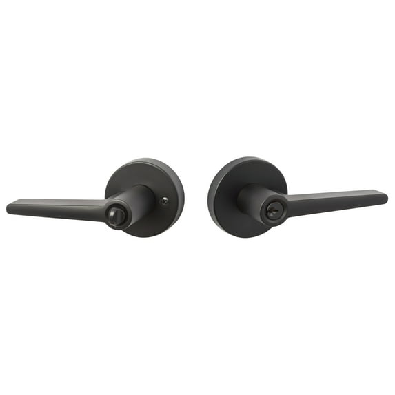 Sure-Loc BS107-RD FBL Basel Single Cylinder Keyed Entry Door Lever Set - Black