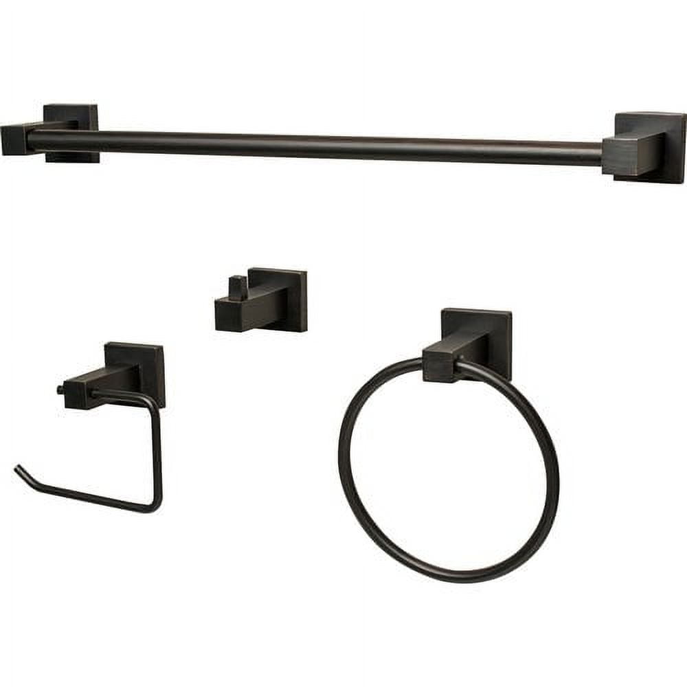 Vintage Bronze Modern Bathroom Hardware Set with Towel Bar, Ring, Hook, and Holder