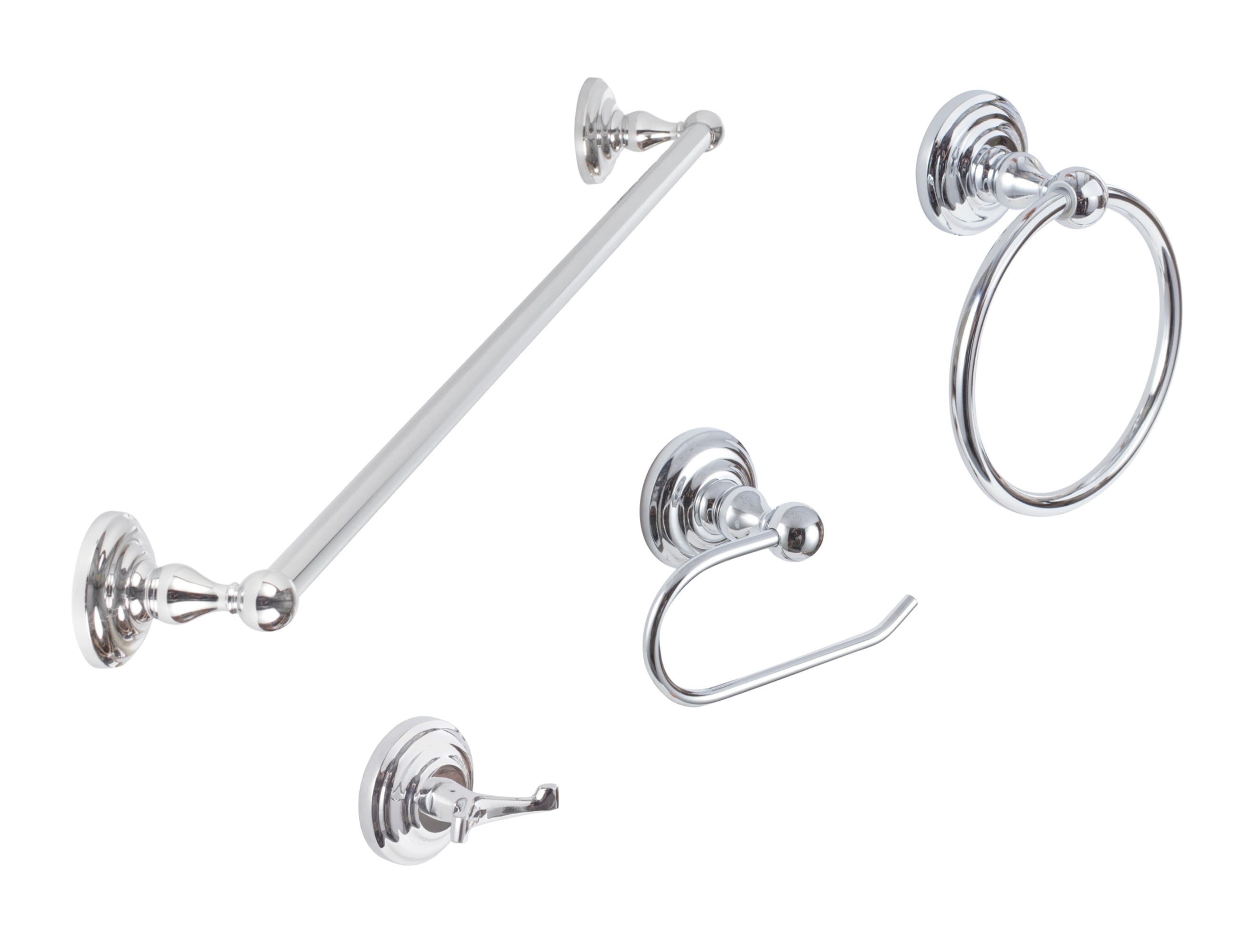 Boulder Polished Chrome 4-Piece Bathroom Hardware Set