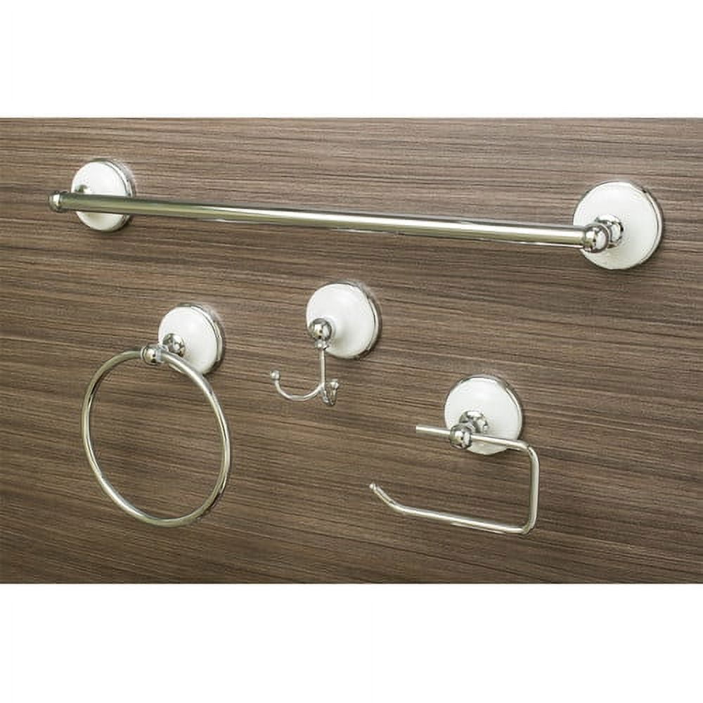 Brighton Polished Chrome and White Ceramic 4-Piece Bathroom Hardware Set