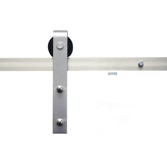 Sure-Loc Hardware, Inc. Barn Door Track System with Strap Roller 15 Barn Door Track System - 96" - Satin Nickel