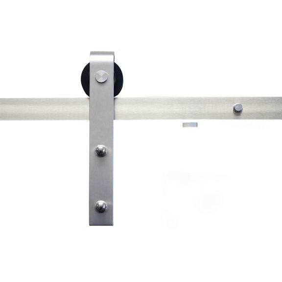 Sure-Loc Hardware, Inc. Barn Door Track System with Strap Roller 15 Barn Door Track System - 96" - Satin Nickel