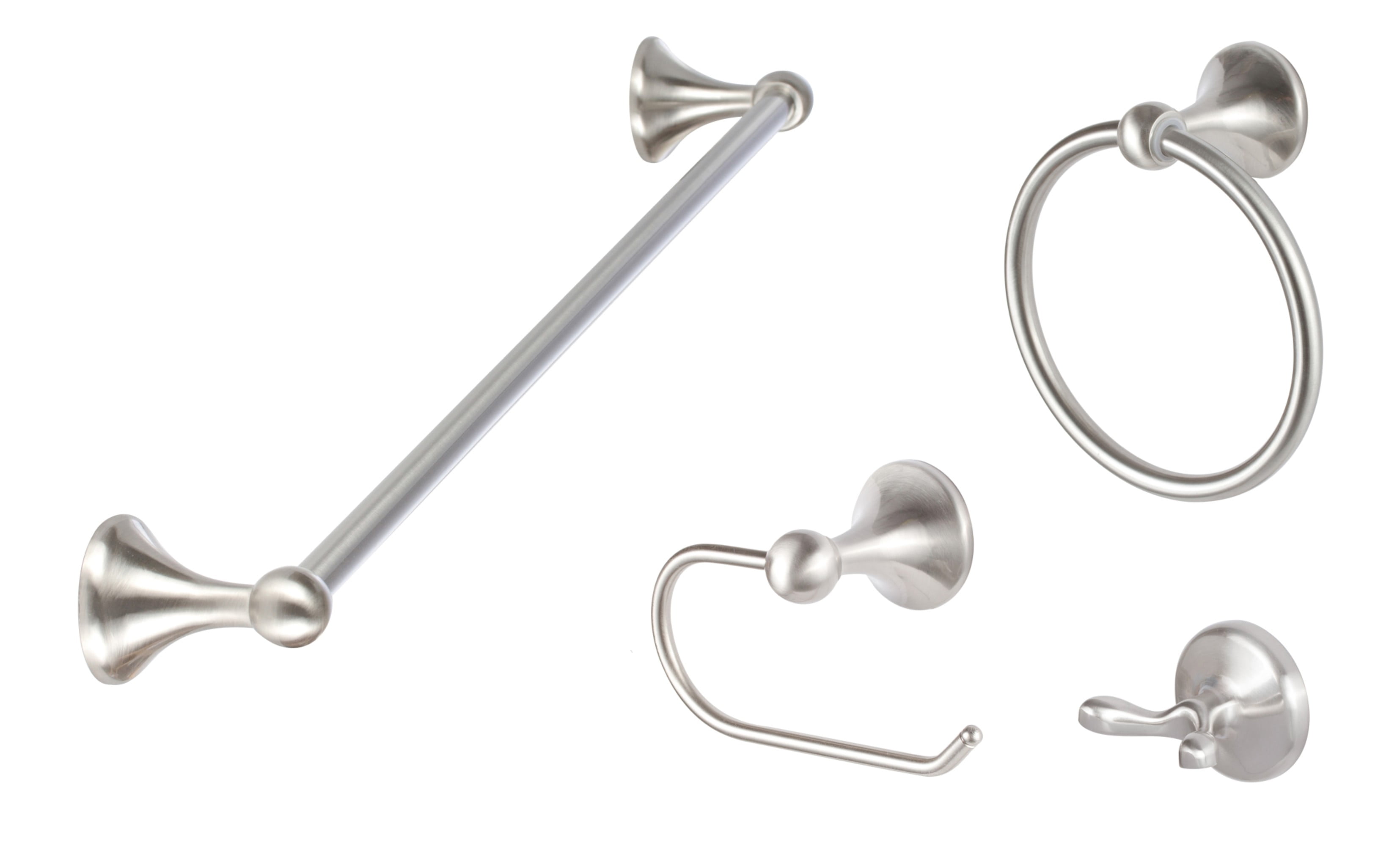 Satin Nickel 4-Piece Bathroom Hardware Set