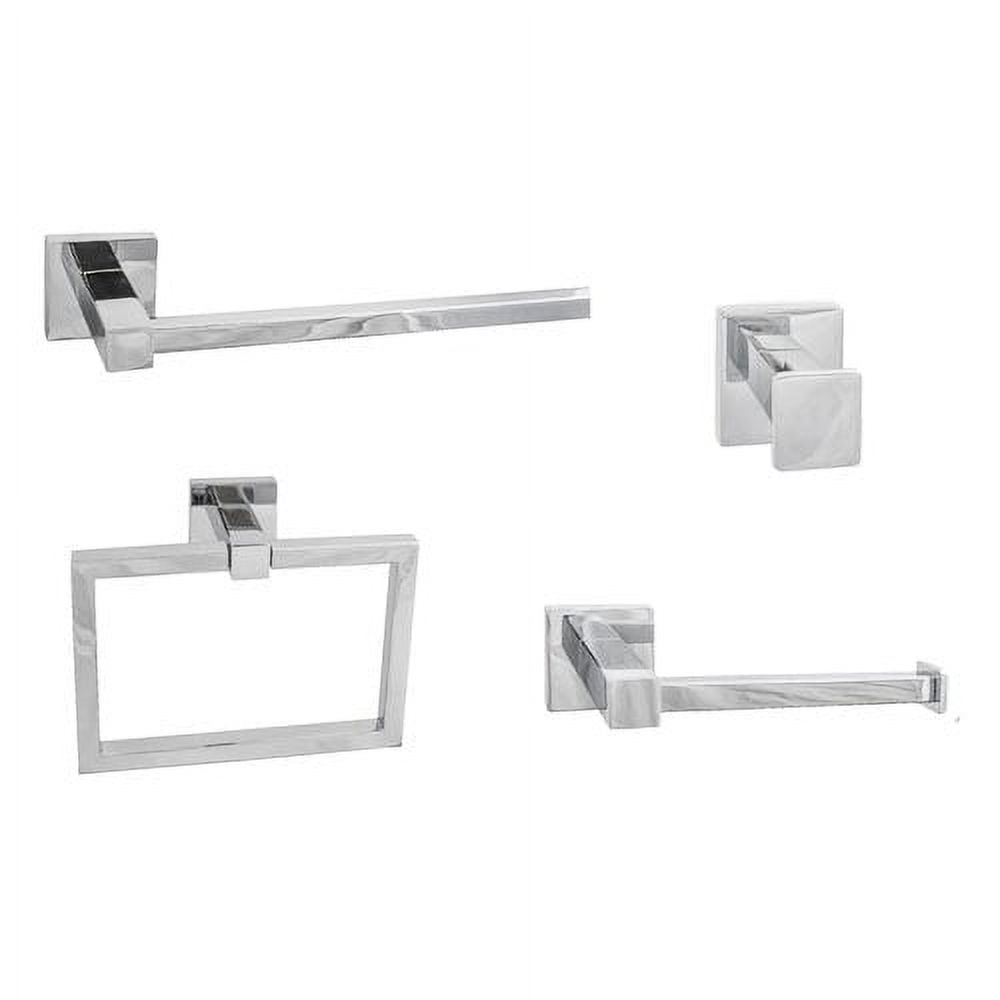 Polished Chrome Modern 4-Piece Bathroom Hardware Set