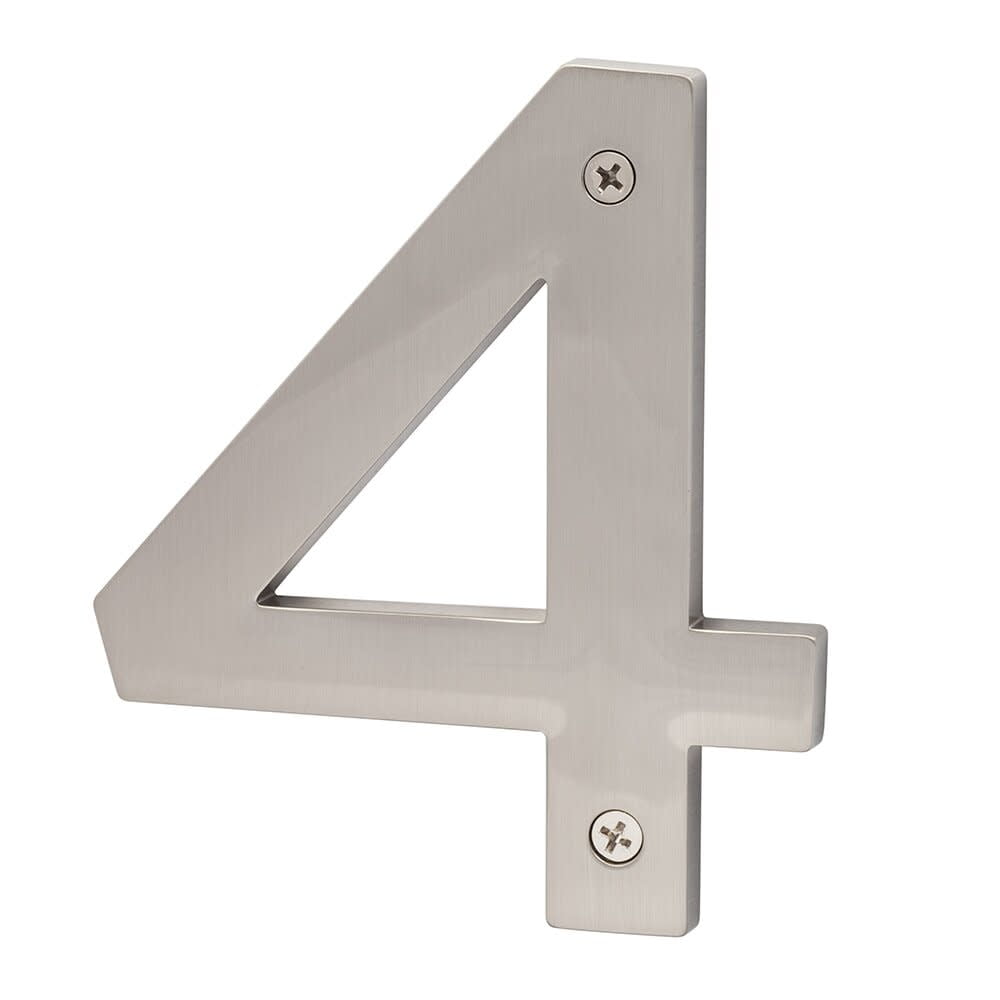 Sure-Loc Hn5-4 5"" Tall Satin Zinc Nickel House Number 4 - Nickel
