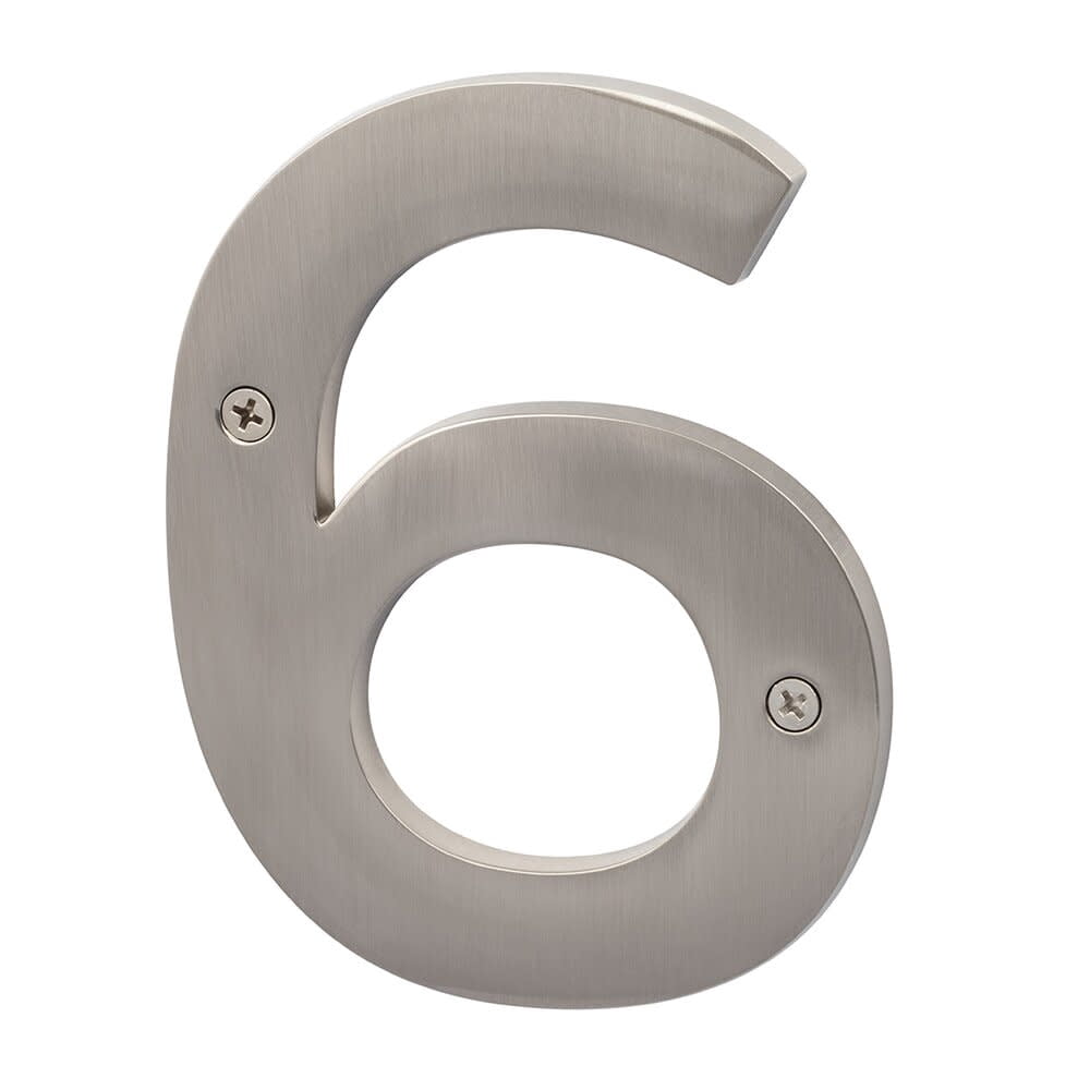 Sure-Loc Hn5-6 5"" Tall Satin Zinc Nickel House Number 6 - Nickel