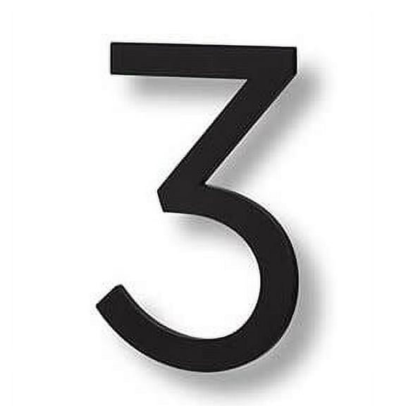 Sure-Loc Hnf6-3 6"" Tall Brushed Aluminum Floating House Number 3 - Black