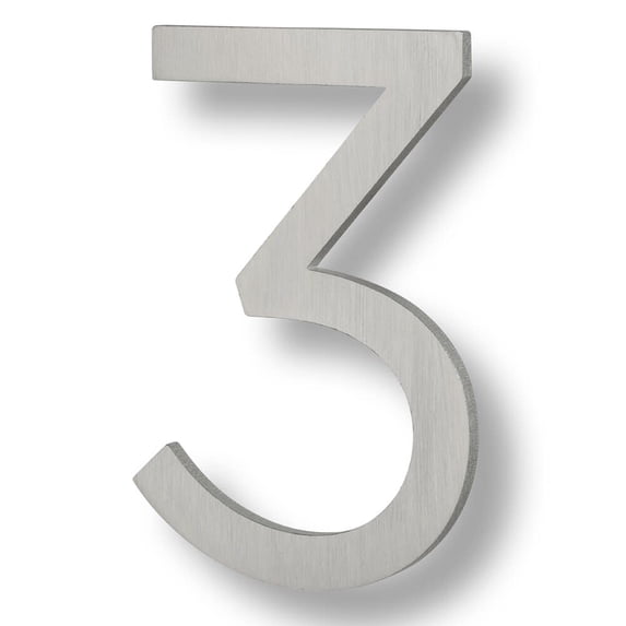 Sure-Loc Hnf6-3 6"" Tall Brushed Aluminum Floating House Number 3 - Silver