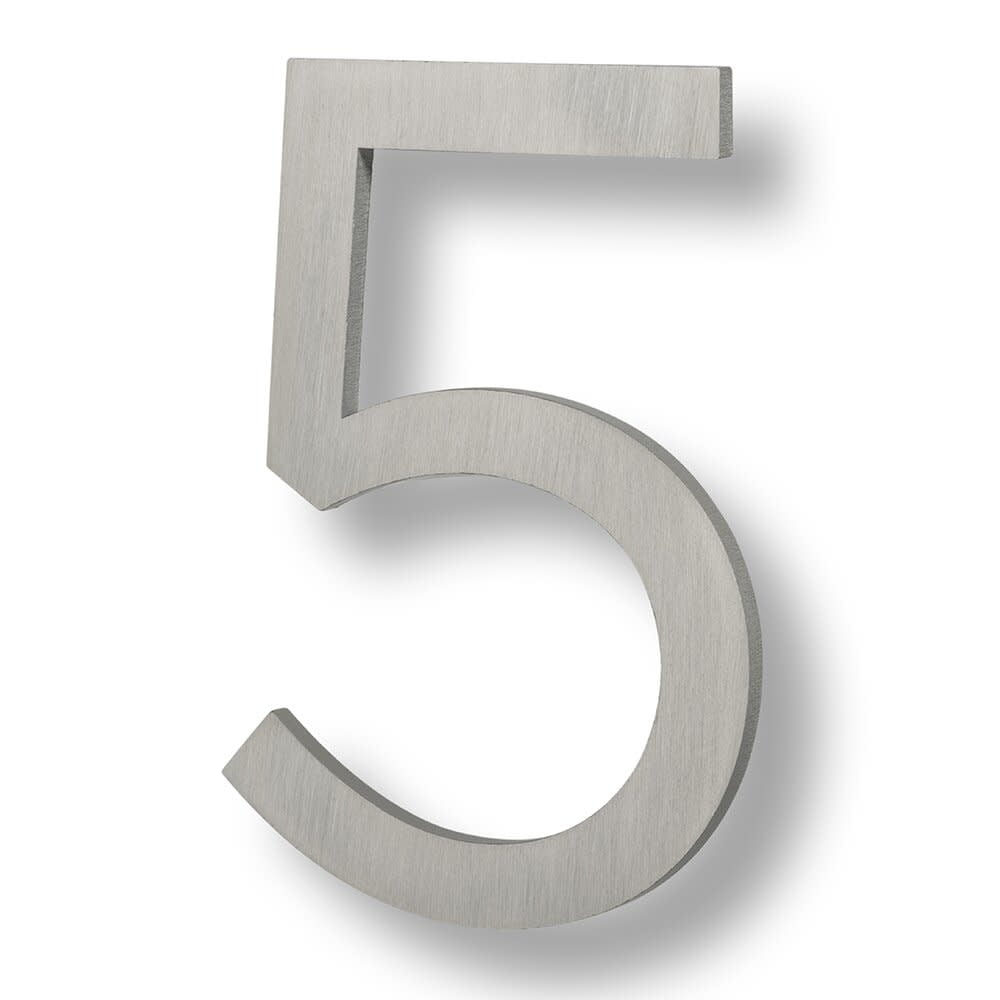 6-Inch Silver Stainless Steel Floating House Number 5