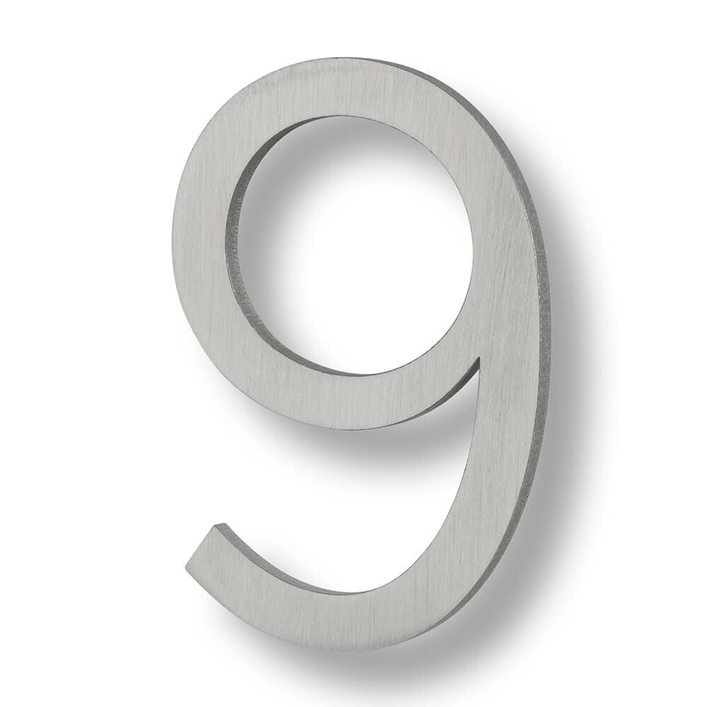 Sure-Loc Hnf6-9 6" Tall Brushed Aluminum Floating House Number 9 - Silver