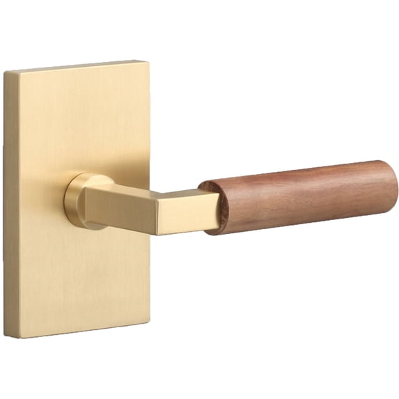 Sure-Loc LV101 SB GRIP-WN Levanto Passage Door Lever Set - Satin Brass / Walnut
