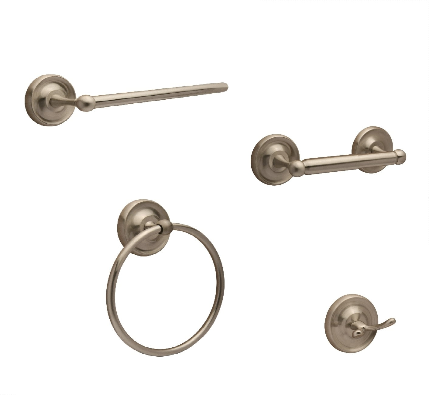 Satin Nickel 4-Piece Metal Bathroom Hardware Set