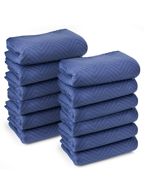 Sure-Max 12 Moving & Packing Blankets - Deluxe Pro - 80" x 72" (40 lb/dz weight) - Professional Quilted Shipping Furniture Pads Royal Blue