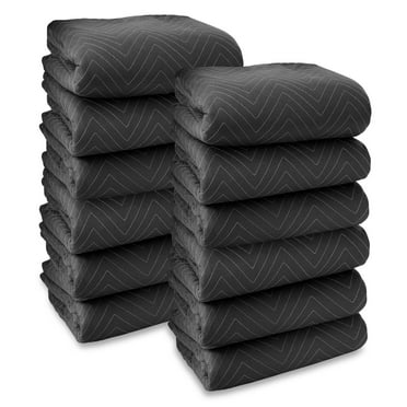 Sure-Max 12 Moving & Packing Blankets - Heavy Duty Pro - 80" x 72" (90 lb/dz weight) - Professional Quilted Shipping Furniture Pads Black