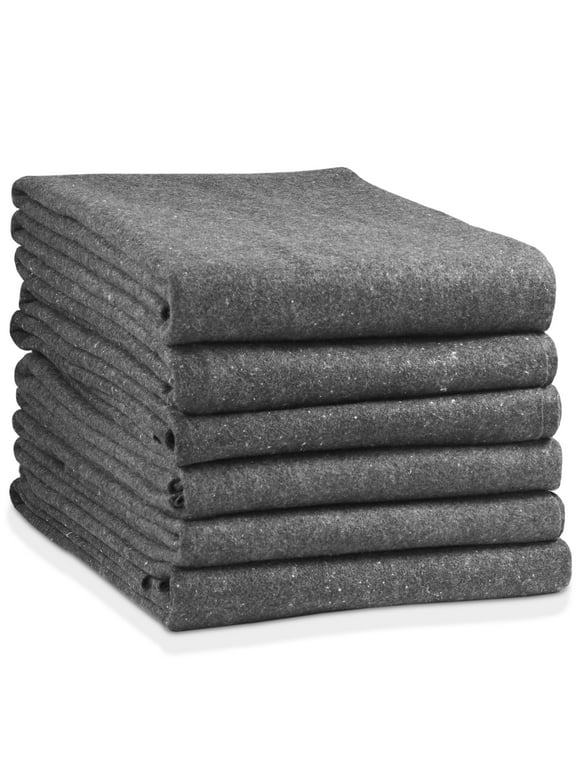 Sure-Max 6 Moving & Packing Blankets - Economy - 72" x 54" - Professional Textile Skin Shipping Furniture Pads Dark Gray
