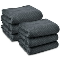 Sure-Max 6 Moving & Packing Blankets - Ultra Thick Pro - 72" x 40" - Professional Quilted Shipping Furniture Pads Black