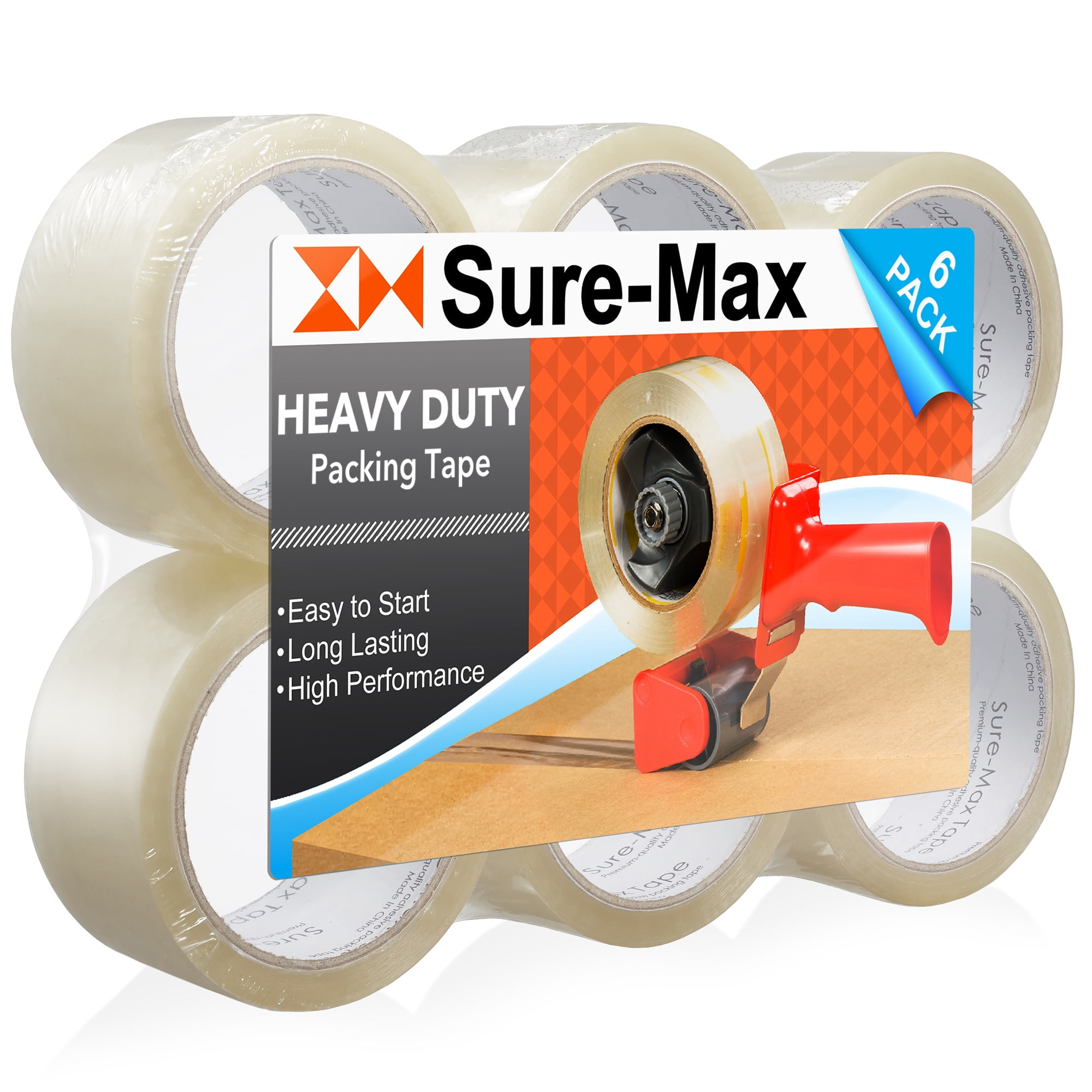Orange Packing Tape, Moving Tape 2 x 110 Yard,2.0 mil Thick,Heavy Duty  Moving Tape (1 Roll)