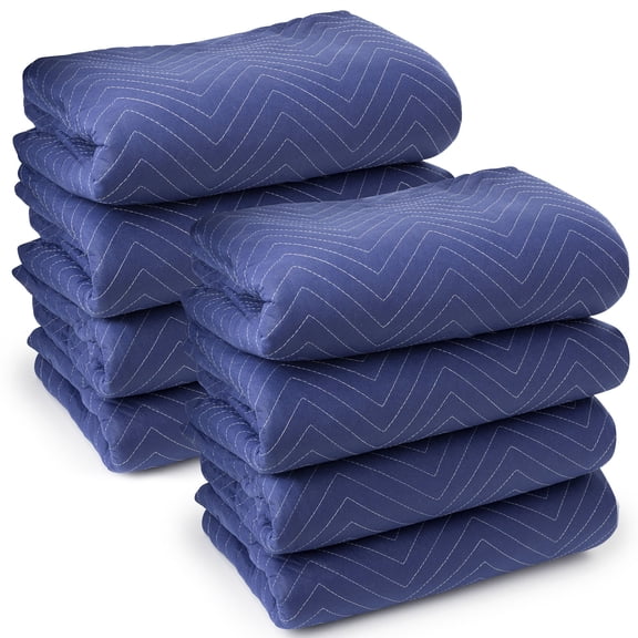 Sure-Max 8 Moving & Packing Blankets - Deluxe Pro - 80" x 72" (40 lb/dz weight) - Professional Quilted Shipping Furniture Pads Royal Blue