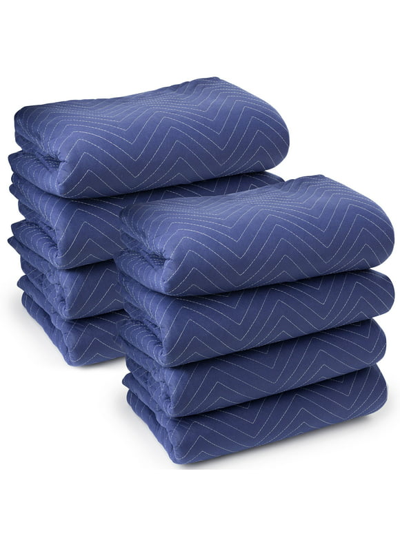 Sure-Max 8 Moving & Packing Blankets - Deluxe Pro - 80" x 72" (40 lb/dz weight) - Professional Quilted Shipping Furniture Pads Royal Blue