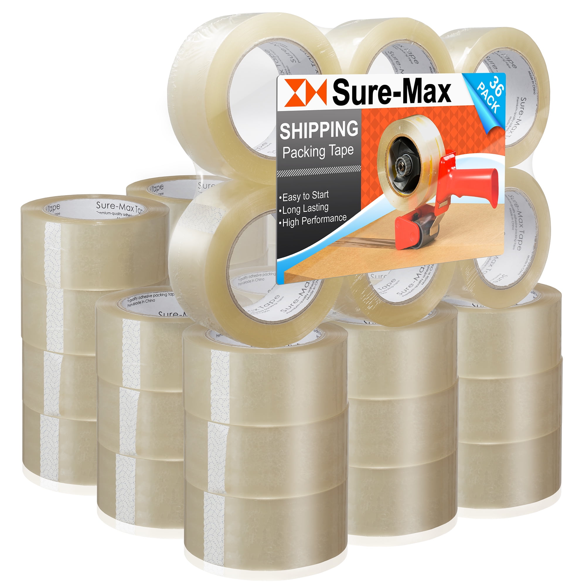 Red Carton Sealing Tape, Moving Tape 2 x 110 Yard,2.0 mil Thick, Heavy  Duty (1 Roll)