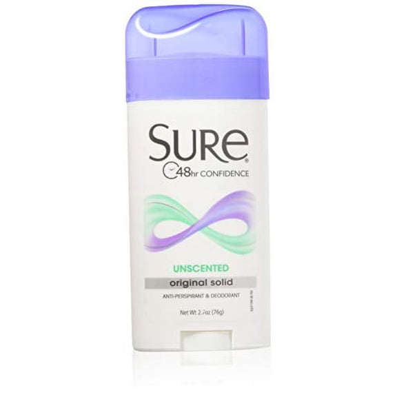 Sure Original Solid Unscented, Anti-Perspirant Deodorant 2.70 oz (Pack Of 6)