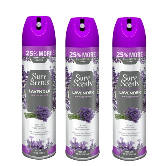 Sure Scent Air Freshener Spray (Pack of 3), Lavender Scent, 10 oz.