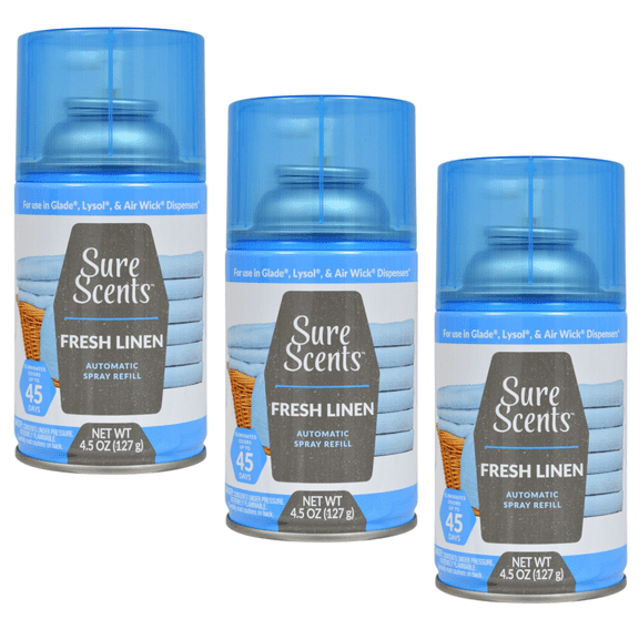 Sure Scents Fresh Linen - Automatic Spray Refills 4.5 oz. 3 Bottles