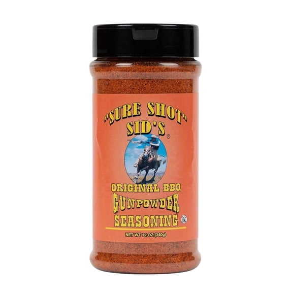 Sure Shot Sid’s Original Gunpowder Seasoning – Smoky BBQ Rub & All-Purpose Grill Seasoning for Steak, Ribs, Chicken & Vegetables, 12 oz