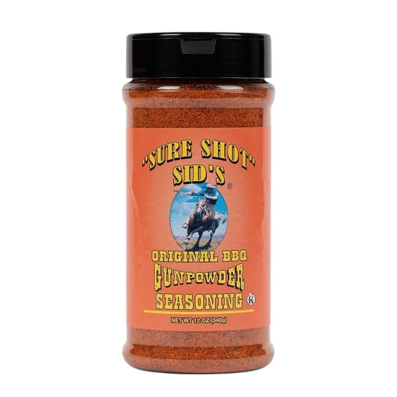 Sure Shot Sids Original Gunpowder Seasoning  Smoky BBQ Rub & All-Purpose Grill Seasoning for Steak, Ribs, Chicken & Vegetables, 12 oz