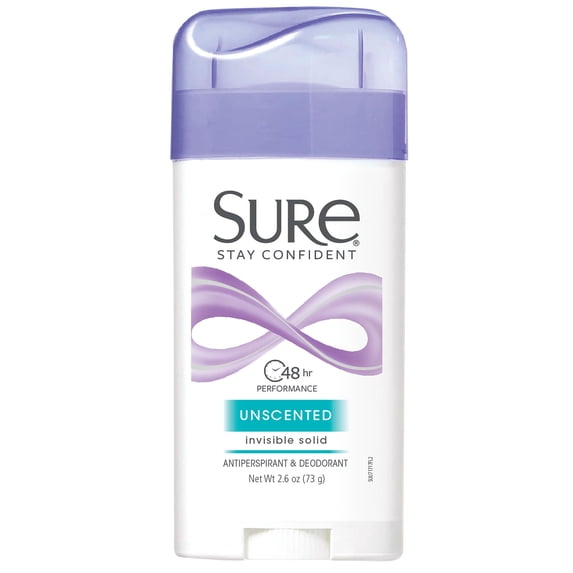 Sure Solid Anti-Perspirant Deodorant, Invisible Solid, Unscented, 2.6 oz (Unisex)