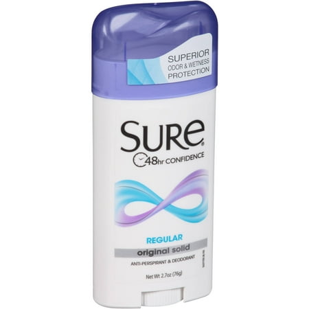 Sure Solid Anti-Perspirant Deodorant Original Solid Stick, Regular Scent, Women, 2.7 oz