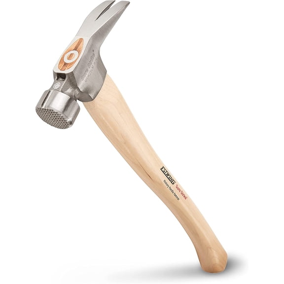Sure Strike California Framing Hammer - 25 oz Straight Rip Claw with Milled Face & Hickory Wood Handle - MRW25LM