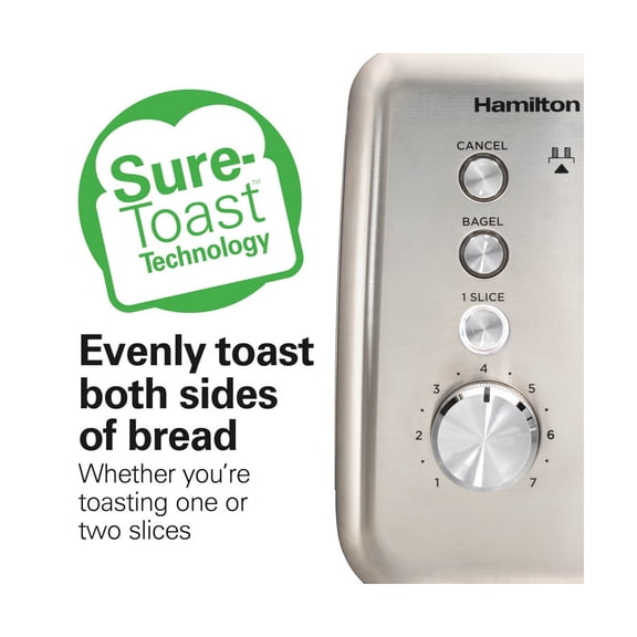 Sure Toast Toaster with Extra-Wide Slots, Adjustable Shade Control, Toast Boost Feature, Removable Crumb Tray, Compact Design for Bagels, Bread, Waffles, and Everyday Breakfast Use