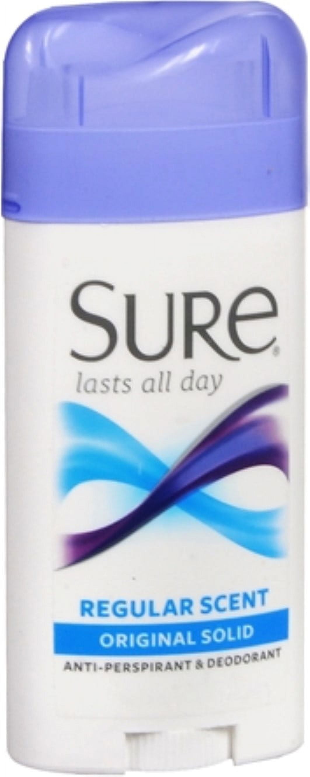 Sure Wide Anti-Perspirant Deodorant Original Solid Regular Scent 1.70 oz (Pack of 4)