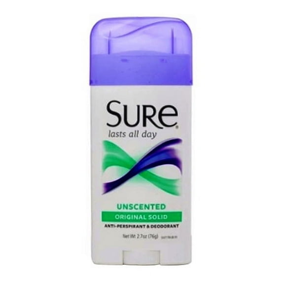 Sure Wide Solid Anti-Perspirant And Deodorant, Unscented - 2.7 Oz, 6 Pack