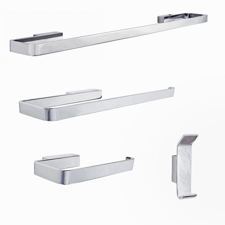 Sure-loc Modern Polished Chrome 4-piece Bathroom Accessory as individual or as a set Silver/Towel Bar only