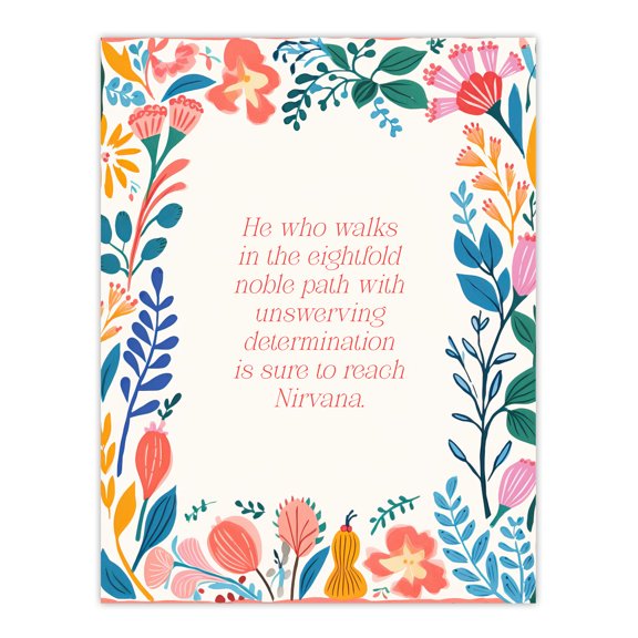 Sure to Reach Nirvana Buddhist Mindfulness Quote Floral Buddha Meditation Enlightenment Vihara Extra Large XL Wall Art Poster Print