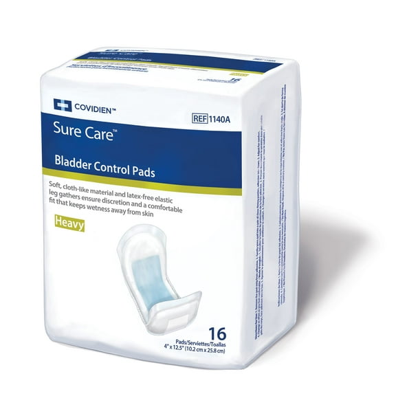 SureCare Bladder Control Pads 1140A One Size Fits Most Case of 96, White/Blue